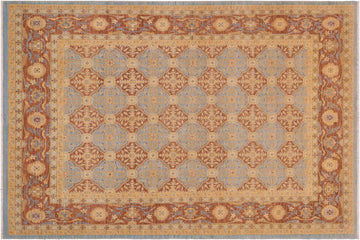 handmade Transitional Kafkaz Chobi Ziegler Lt. Blue Brown Hand Knotted RECTANGLE 100% WOOL area rug 9 x 12